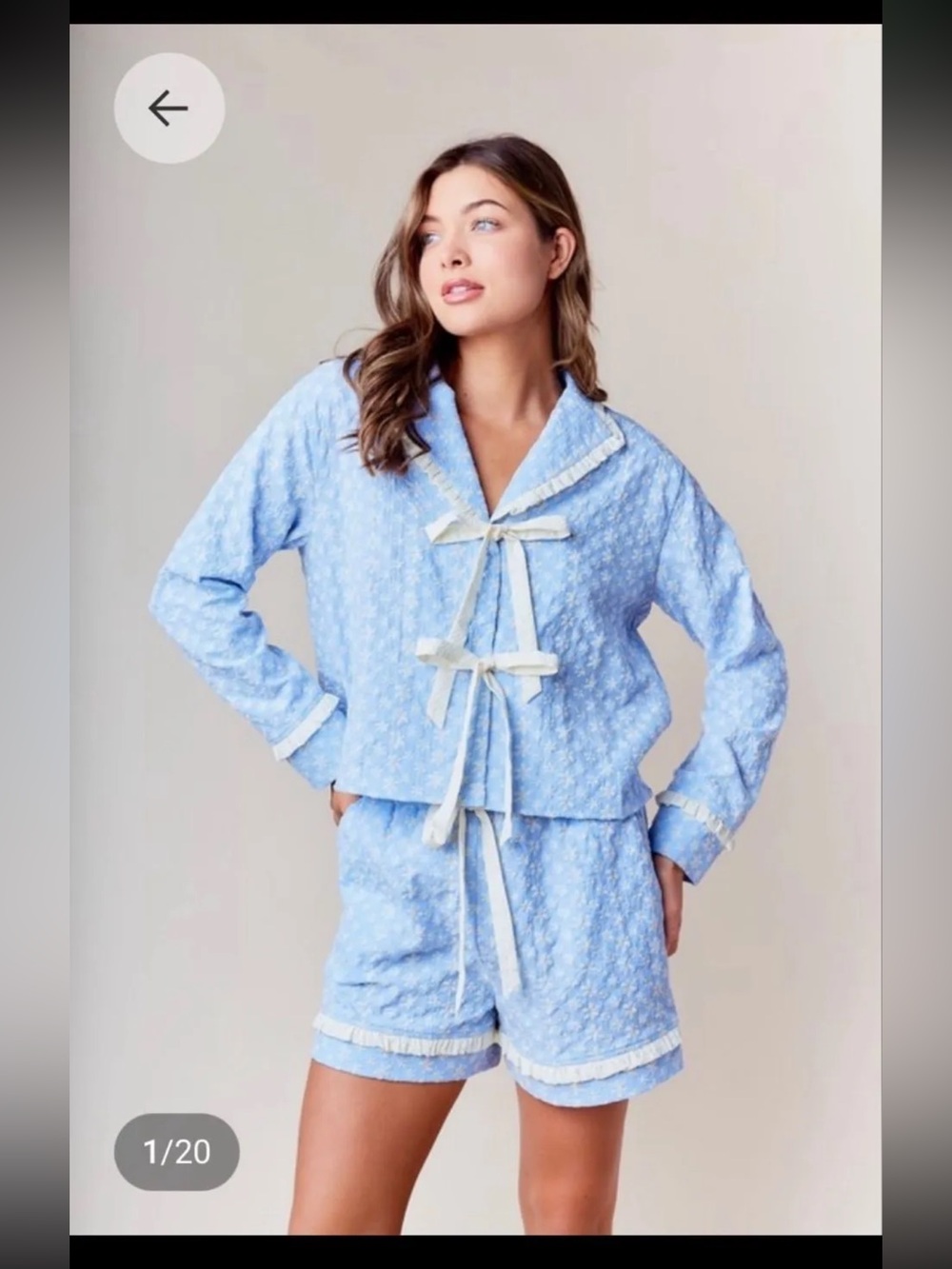 Rareraw Blue Embroidered Top & Short Set